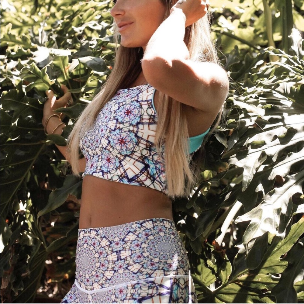 Wolven Blue Mandala Leggings and Sports Bra Set